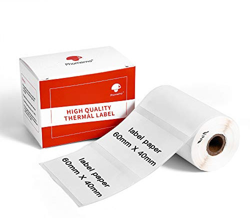 Phomemo Thermoetikett,selbstklebendes Etikett,60 mm * 40mm, kompatibel mit dem Etikettendrucker Phommeo M200,geeignet für Büro,Lager,Adressetikett,Preisetikett.180 Etiketten pro Rolle (weißes Etikett)
