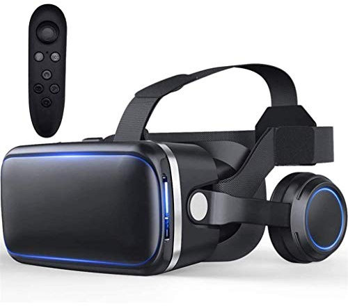 Vr Headset with Remote Controller, Vr Glasses Virtual Reality Headset for VR Games And 3D Movies, Eye Care System for Ios Android 4.5-6 Inch Smartphones