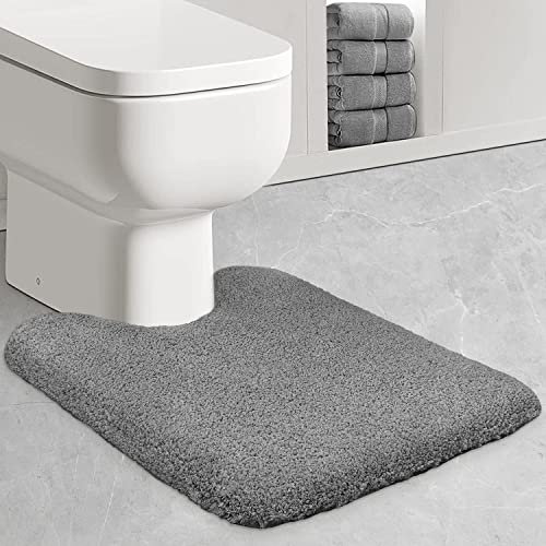 ZARCKER WC Vorleger mit Ausschnitt 50 x 60cm WC Teppich, rutschfest Toilette Vorleger Weiches Klovorleger Toiletten Badematte Mikrofaser Badteppiche für WC - Dunkelgrau