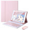 QYiD Custodia con Tastiera e Mouse per iPad Mini 5 / Mini 4, Ultrathin Custodia con Supporto e Tastiera Bluetooth staccabile per 7.9 iPad Mini 5a 2019/iPad Mini 4a 2015, Rosa