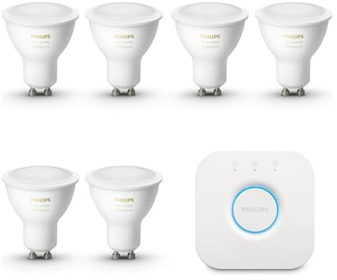 Philips Hue Kit de démarrage - GU10 - avec 6 Spots - Lumière blanche chaude à froide - Comprend 1 Hue Bridge - Hue White Ambiance
