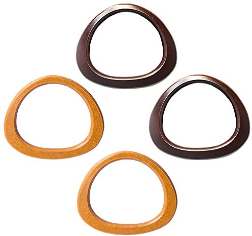 Trsnzul Holzhandtaschengriff 4 Stücke D-Form Handtasche Griff Taschengriffe Holz Ersatz Tasche Griff Zubehör DIY Taschenherstellung Ersatz Zubehör 4 Pack Holzhandtaschengriff Strohsack