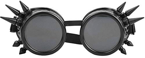 Deror Vintage Spiked Steampunk Brille Cosplay Brille Doppelschicht Winddicht(Schwarz)