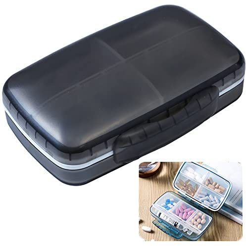 AYGCI Pilulier Semainier Matin Midi Soir Boîte à Pilulier Bouteille Pilulier Semainier Boîte à Medicaments Portable Conteneur Organisateur 8 Compartiments Pilulier quotidien idéal pour les voyages