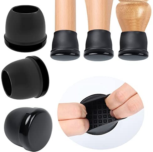 Ezprotekt Ø36-56mm runde Schwarze Möbelbecher, 16 Stück Stuhlbeingleiter für Teppiche, Stuhlbeinkappen, Stuhlbeinabdeckungen, leichtgängige Stuhlfüße