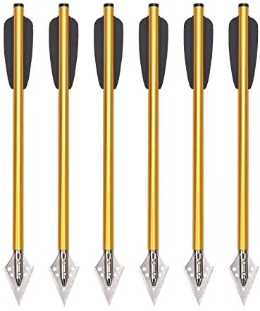 NIKA ARCHERY 6,3 Aluminium Armbrust Bolzen Pfeile mit Jagdspitze für 50-80 LB Pistole Armbrust Präzisionsziel Aluminiumpfeile Armbrustpfeile Pistolenarmbrust bolzen 6/12 STK