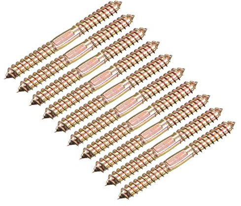 UXCELL 10x100mm Double Ended Self-Tapping Thread Dowel Screws, 12pcs for Wood Connecting