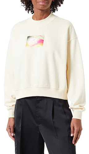 Calvin Klein Jeans Illuminated Box Logo Crew Neck J20J222897 Felpe, Giallo (Vanilla), M Donna