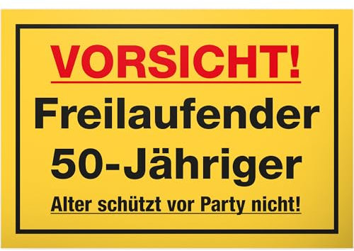 DankeDir! Freilaufender 50 Jähriger - 30 x 20 cm Schild - Geburtstagsdeko Geschenkidee Partydeko Geburtstagskarte - 50 Jahre Freund 50er Männer 50. Geburtstag Geschenk Geburtstagsgeschenk