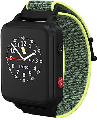 ANIO Anio5s 2023 Kinder Smartwatch mit GPS - Bundle mit Congstar SIM Karte, Kinderuhr mit GPS, Anruf Funktion, Telefon Uhr, Tracker, App Made in Germany, 5, Lemon Neon