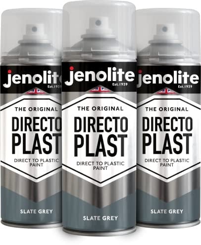 JENOLITE Directoplast Pintura en aerosol brillante| GRIS PIZARRA | 3x400ml | Pintura en aerosol multisuperficie | Para todo tipo de plástico | No requiere imprimación | RAL 7031