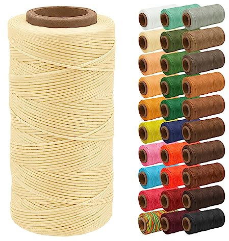 Uiopa Filo Cerato, 1mm x 200m Filo Cerato Piatto per Cuoio, Bobine da Cucire Cerato per Progetti in Pelle, Riparazione di Scarpe, Rilegatura di Libri, Fai da Te, Artigianato