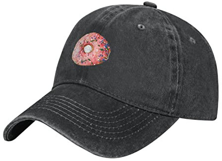 IUBBKI Sprinkle Donut Baseballkappe aus gewaschener Baumwolle, Trucker-Mütze, Vintage-Dad-Mütze für Männer und Frauen, Schwarz