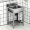 Lavello in Acciaio Inox Autoportante 1 Vasca, 55 × 50 × 80 cm Lavandino Commerciale con Rubinetto, Lavello da Cucina Professionale per Cucina, Ristorante, Bar, Caffè, Garage
