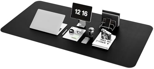 YSAGi Non-Slip Desk Pad, Waterproof PVC Leather Desk Table Protector, Ultra Thin Large Mouse Pad, Easy Clean Laptop Desk Writing Mat for Office Work/Home/Decor (120 x 60 cm, Black)