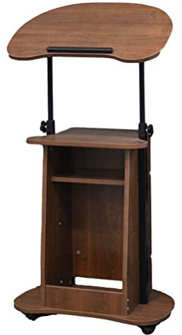 Rednerpult, Podiumsständer, mobil, rollbar, Laptop-Stehpult, vielseitig einsetzbar, höhenverstellbar, Notebook-Ständer, Rednerpult mit Ablagefach für Arbeitszimmer, Schlafzimmer, W