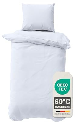 Devior Bettwäsche Set Mikrofaser 135x200 cm, Weiß – 2-teilige Uni Bettwäsche mit Kissenbezug 80x80 cm, Reißverschluss, Bettbezug, Oeko-Tex Zertifiziert, Allergiker geeignet, Atmungsaktiv