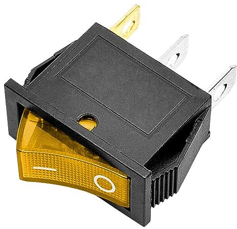 OcioDual Interruptor Basculante KCD3 SPST de 3 Pines, Luz Amarilla, Switch con Posiciones ON y OFF, Soporta hasta 16A 250V AC, Botón Rectangular para Electrodomésticos uso Industrial