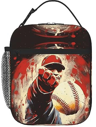 Fastball Ball Pitcher Printed Lunch Bag Lunch Box Lunch Tote Bag Portable Lunchbox Small Leakproof Cooler For Work Office Picnic Travel