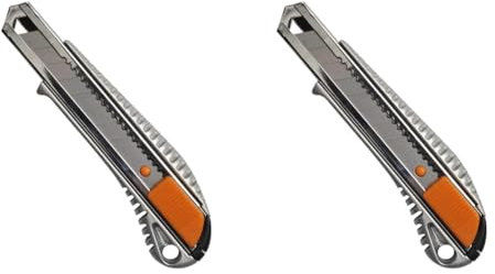 Fiskars Profi-Cuttermesser aus Metall, 18 mm, Orange/Metall, 1004617 (Packung mit 2)