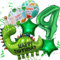 Dino Geburtstag Deko 4 Jahre, Geburtstagsdeko 4 Jahr Jungen, Dinosaurier Folienballons Grün, Luftballons Dino Happy Birthday, Luftballon 4, Dschungel Geburtstag Deko für 4 Jahre Geburtstagsparty