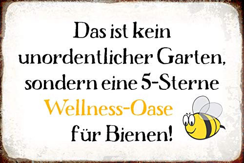 Ontrada Blechschild 12x18cm gewölbt Das ist kein unordentlicher Garten Spruch Schild