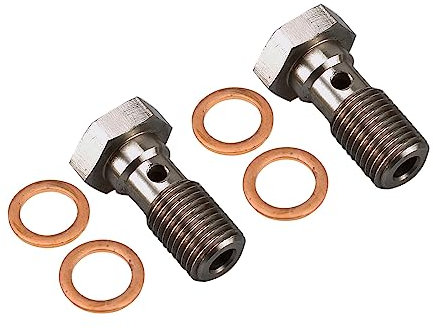 AC PERFORMANCE 2 x Edelstahl-Bremsleitungs-Bremsleitungs-Banjo-Schraube mit Kupfer-Unterlegscheiben, einzelne Banjo-Bolzen, 25 mm Länge
