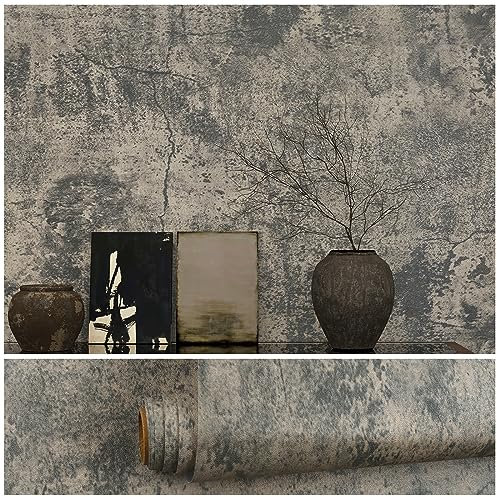 VEELIKE Papier Peint Adhesif Beton Fissuré Industriel 81cm×300cm Papier Peint Ciment Salle de Bain Adhesif Vintage Rouleau Adhesif Decoratif Salon Chambre Épaissir Vinyle Adhesif Cuisine Lavable
