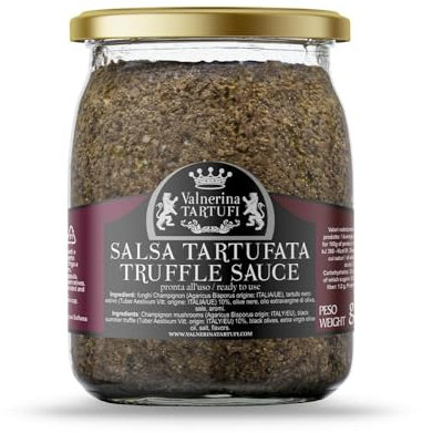 Valnerina Tartufi Sauce Truffe Recette Originale | Champignons, 10 % Truffe Noire D'été | Pot 500 Gr.