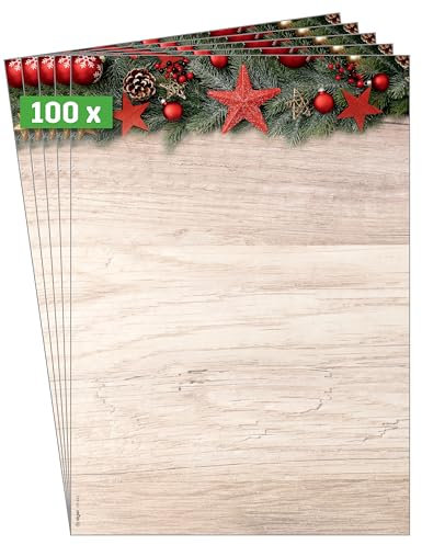 SIGEL DP442 Briefpapier Weihnachten Chalet Style, A4, 100 Blatt, Weihnachtsbriefpapier aus nachhaltigem Papier für Weihnachtspost, Angebote, Einladung, Menükarte