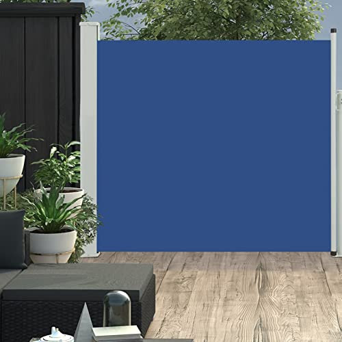 ARKEM Ausziehbare Seitenmarkise 170×300 cm Blau alkon Windschutz Ohne Bohren Sichtschutz Ausziehbar
