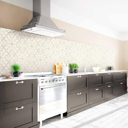 Arcondo Küchenrückwand Spritzschutz Selbstklebend mit Motiv Edeldamast Folie Premium Matt 350 x 100 cm
