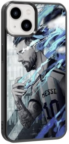 EZB Messi Themed Compatible with iPhone Case | Flexible Shock Absorbant Cool Football Themed Phone Cover | Lionel Messi (iPhone 13) Blue