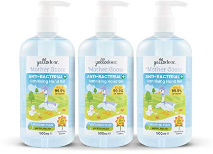 Yellodoor 75% Alcohol Anti-Bacterial Hand Sanitiser Gel with Aloe Vera | Kills 99.99% of Germs | Antiseptic Hand Sanitizer 1500ml Pump Dispensers, Kids Friendly Design (Pack of 3, 1500, millilitre)