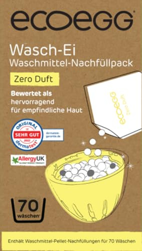ecoegg Laundry Egg Refills – Non Bio Laundry Detergent for Sensitive Skin – 70 Washes Fragrance Free