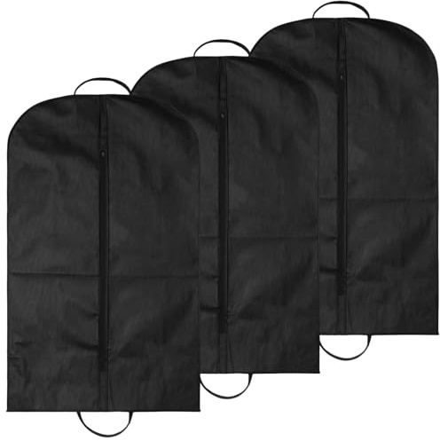 3 Pack Suit Bags Suit Covers For Men Suits Carrier With Handles And Gusset | 60x100cm,Full Zipper,Garment Bags,Suit Cover Bag,Dress Covers,Black