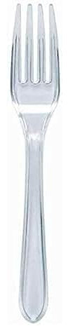 Clear Plastic Fork Strong Heavy Duty Clear Plastic Forks, Reusable and Washable Forks Perfect for Picnics, Parties, Tableware and Dinnerware- Pack of 100