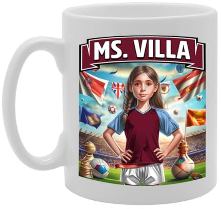 Coralgraph MG6384 Ms Villa Novelty Gift Printed Tea Coffee Ceramic Mug for Footie Fan Ladies Girls