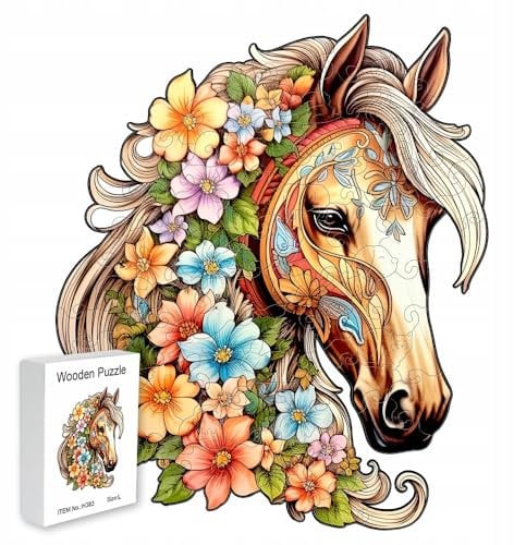 PASJO - Holzpuzzle Erwachsene mit Pferdemotiv 138 Teile 24x20 cm - Geschenkidee für Kinder - Puzzle Pferd - Einzigartige Tierförmige Holz-Puzzle - Creative Jigsaw für Erwachsene