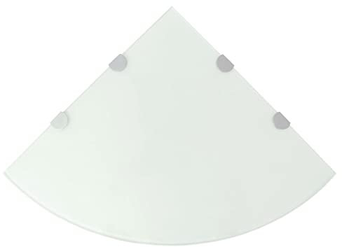 Higsose Wandregal Wohnzimmer 45x45x0,8 cm Eckregal mit Verchromten Halterungen Glas Regalboden Glas Bad Regal Glas Schwebend für Badezimmer Glasregal Glas Gehärtetes Glas Weiß