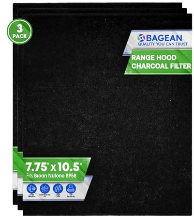 Broan Lot de 3 filtres à charbon pour hotte aspirante Broan et Nutone BP58 pour hottes série 43000 19,7 x 26,7 cm