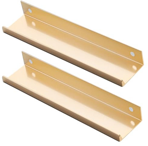 JIALUO0318 Invisible Handles Furniture Pull Aluminium Alloy Concealed Pull Kitchen Cupboard Handles Finger Edge Pull Door Knob Cabinet Handle Drawer Handles 2 Piece (Brushed Gold,Length 600mm)