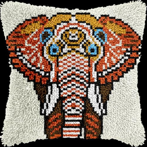 Kitquiver Diy Crochet Kit Principiantes Kits De Ganchillo Para Hacer Almohadones, Cojines Y Alfombras Con Patrón Preimpreso En Lienzo 17x17in