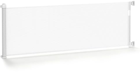 XMTECH Türschutzgitter 0–300 cm Weiß, ausziehbares Treppengitter, Rollo | Aluminiumrahmen, langlebiges PVC-Gewebe, zusätzliche Bodenhalterung, Einhandbedienung, für breite Durchgänge und Wohnbereiche