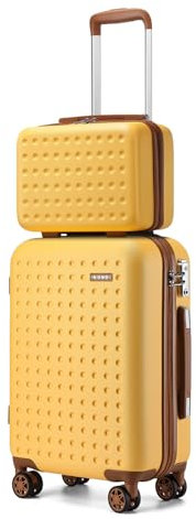 KONO Handgepäck Koffer Set mit Kosmetikkoffer Reisegepäck-Sets Beautycase Koffer Trolleys 100% ABS Reisekoffer Hartschalenkoffer Rollkoffer TSA-Schloss