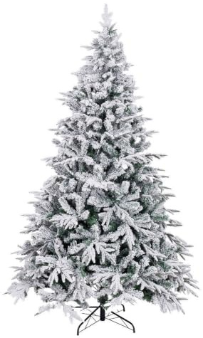 Árbol de Navidad Artificial Plegable nevado Verde y Blanco de 240 cm | Destaca por sus majestuosas 1253 ramas ignífugas. Consigue una decoración imponente, muy segura y de montaje ultrarrápido.