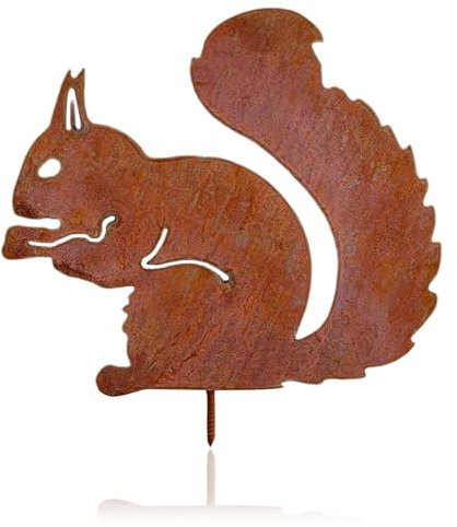 Peysaitr Rostiges Eichhörnchen Deko Gartenstecker mit Schraubgewinde, 28cm x 21cm, Ostern Rost Deko Gartendeko für Draußen, Rost Deko für Holz Zaunfiguren Gartendeko
