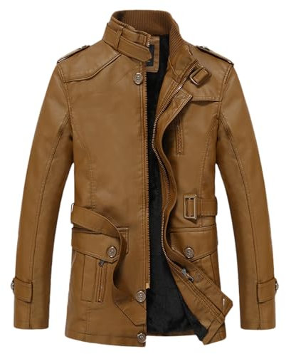 CXKOLD giacca jeans uomo imbottita cappotto lungo uomo invernale giacca pelle uomo vintage giacca di pelle uomo elegante riscaldamento giacchetto uomo invernale chiodo in pelle uomo giacche da lavoro