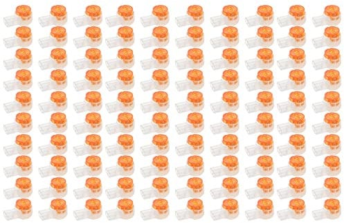 FUXIU Verbindungsstücke für Telefonkabel, Knopf, transparent, orange, wasserdicht, Spleißverbinder, UY2 Klemmen, Netzwerkkabel, K2, 100 Stück