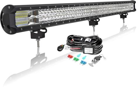 Auto - Barra LED de 114 cm, 612 W, con cableado estroboscópico, barandilla LED, impermeable, 12 V, 24 V, proyector LED de largo alcance, luces LED para vehículos 4 x 4